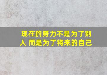 现在的努力不是为了别人 而是为了将来的自己